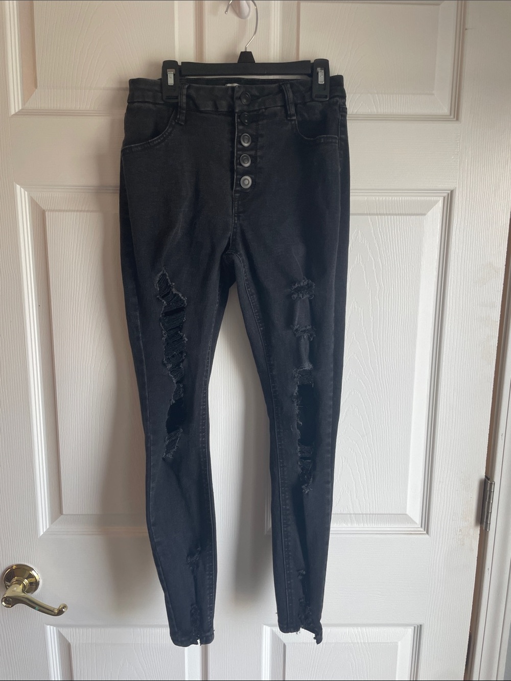Rue 21 High-Rise Black Distressed Women's Jeans Stretchy Size 8